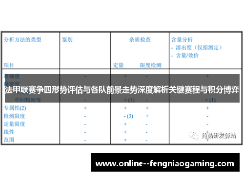 法甲联赛争四形势评估与各队前景走势深度解析关键赛程与积分博弈